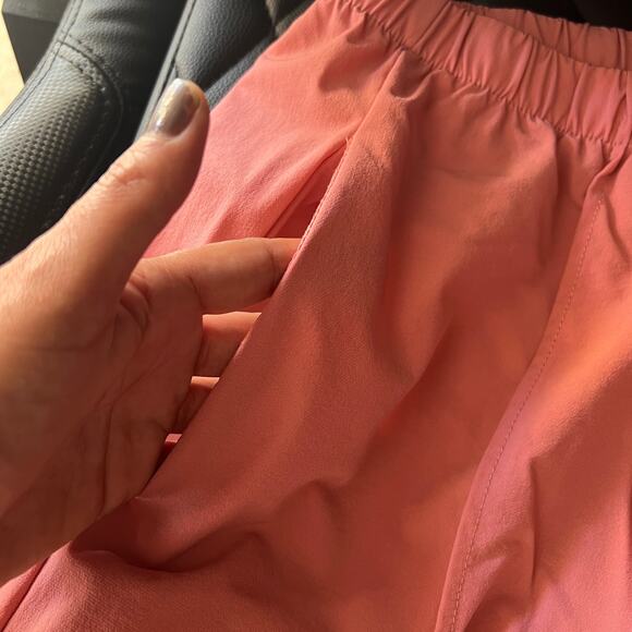 SHEIN Pink Wide Leg Pants Women M Elastic Waist Crop Ankle Slit - Picture 7 of 9